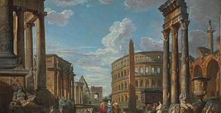 Architectural capriccio with Roman ruins (Giovanni Paolo Panini, mid-18th century) 